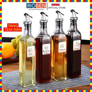 Chai đựng dầu ăn, nước mắm RIOBEN chất liệu thủy tinh an toàn sức khỏe 500ml