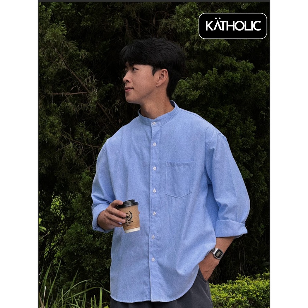 Áo Sơ Mi Trơn Tay Dài Nam Nữ Hàn Quốc Cổ Tàu Local Brand KATHOLIC Chất Liệu Oxford Form Rộng 4 Màu KAT022 | BigBuy360 - bigbuy360.vn