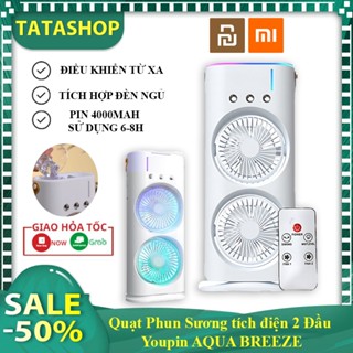Quạt Phun Sương tích điện 2 Đầu Xiaomi Youpin AQUA BREEZE, xoay 180,4000mah, làm mát bằng hơi nước đi du lịch, văn phòng