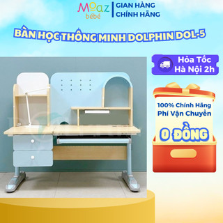 Bàn học thông minh chống gù chống cận Dolphin Dol-5, Gỗ chisamu tự nhiên, bảo hành chính hãng 24 tháng