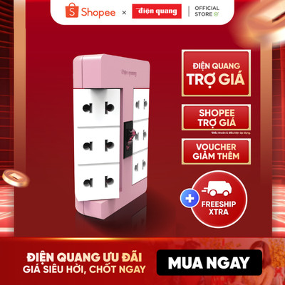 [HOẢ TỐC] Ổ cắm điện đa năng xoay 90º Điện Quang ĐQ ESK RT 6 (6 lỗ), thích hợp với không gian nhỏ hẹp, Bảo hành 12 tháng