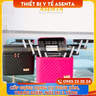 Cốp đựng dụng cụ phun xăm, trang điểm, nối mi 3 tầng
