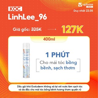 Dầu gội khô Evoluderm không xả lại với nước làm sạch tóc và da đầu cho mái tóc bồng bềnh hương thơm quyến rũ 400ml