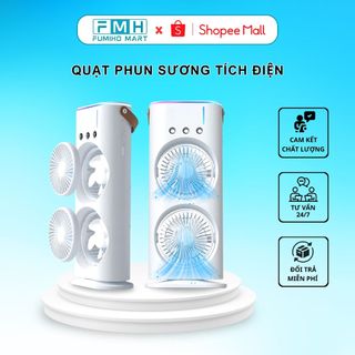 Quạt Điều Hòa Phun Sương FUMIHO 2 Tầng , Quạt Tích Điện Có Đèn Led Kèm Điều Khiển Từ Xa Cao Cấp 2024