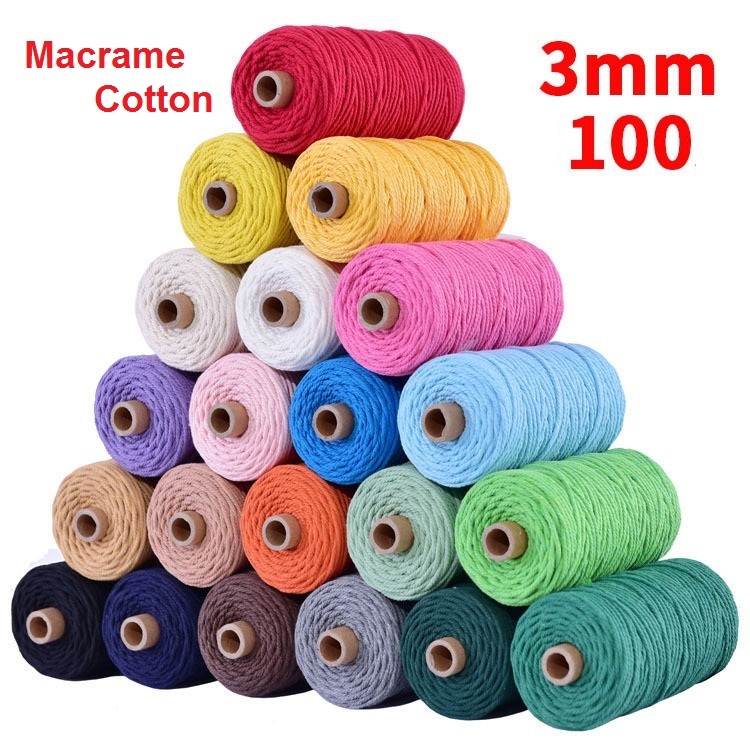 Dây macrame cotton 41 màu 3mm cuộn 100m