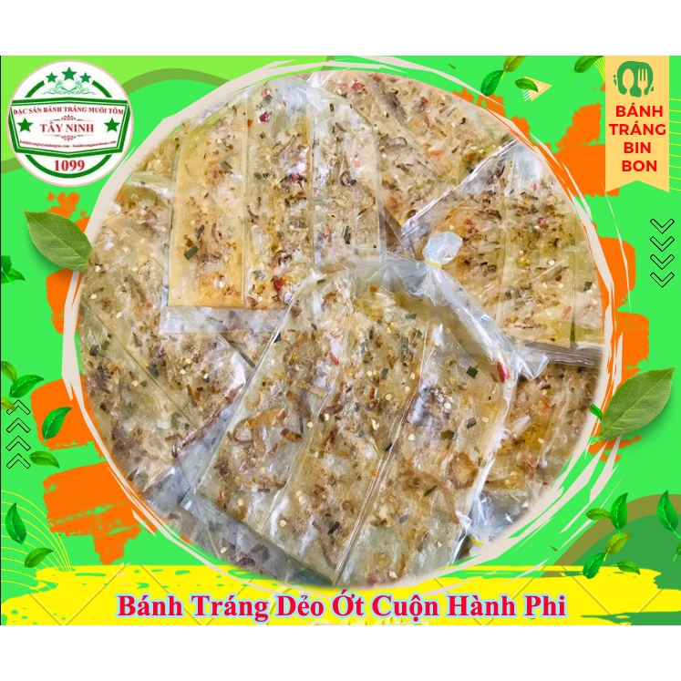 Bánh tráng dẻo ớt cuộn hành phi