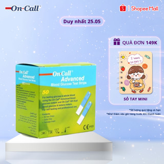 Hộp 50 Que Thử Đường Huyết On Call Advanced Gồm 2 Lọ, Mỗi Lọ 25 Que