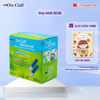Hộp 25 Que Thử Đường Huyết On Call® Advanced Mỗi Que Trong Một Túi Nhôm Riêng