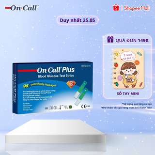 Hộp 25 Que Thử Đường Huyết On Call Plus Rời Từng Que Trong Túi Thiếc