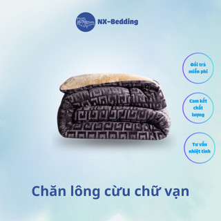  Chăn Lông Cừu Chữ Vạn Chăn Lông Cừu Siêu Dày Đại Hàn Giữ Nhiệt Mềm Mịn - NX-Bedding 