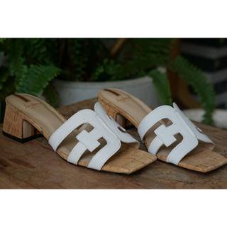 Guốc quai chữ H Sam da thật gót 5p