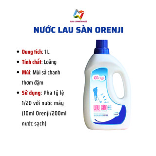 Nước lau sàn hữu cơ ORENJI cho robot hút bụi, hương sả chanh đuổi muỗi, khử khuẩn chống côn trùng