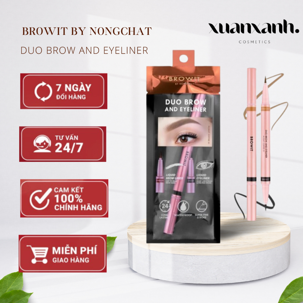 Chì kẻ mày và kẻ mắt màu hồng Browit by NONGCHAT Browit DUO BROW AND EYELINER NỘI ĐỊA THÁI