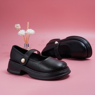 Giày đốc nữ quai Ngọc da lì, đế nhẹ cao 5cm