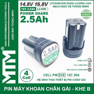 Pin máy khoan bắt vít 16.8v 2.5ah 4 cell chuẩn chân gài khe b – cell eve 12c 30a