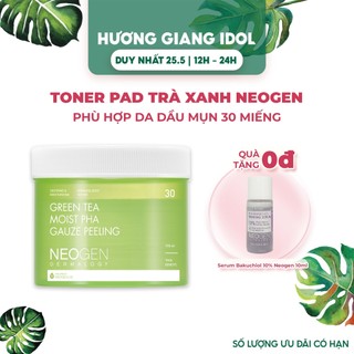 Toner Pad Tẩy Da Chết Trà Xanh PHA Cho Da Mụn Neogen Dermalogy Green Tea Moist PHA Gauze Peeling 30 Miếng