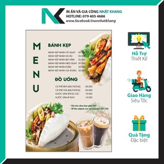In Menu Ép Plastic Giá Tại Xưởng