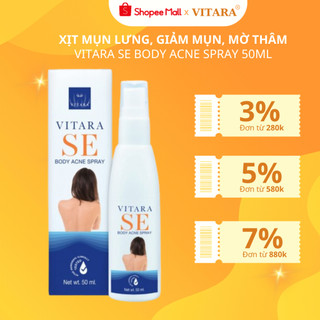 Xịt mụn lưng Vitara SE Body Acne Spray giảm mụn lưng, ngực, viêm nang lông giảm mụn mờ thâm sáng da 50ml chính hãng Thái