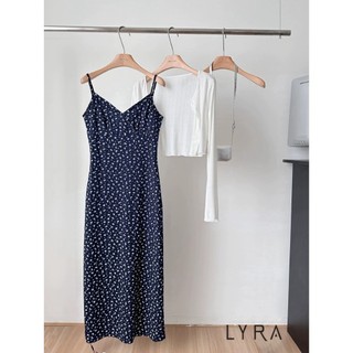 LYRA - Set váy 2 dây dáng dài hoa nhí kèm cardigan trắng mỏng phong cách tiểu thư sang trọng - CSYSE0104