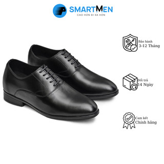 Giày tây công sở nam SMARTMEN tăng chiều cao da bò GC-08 Đen