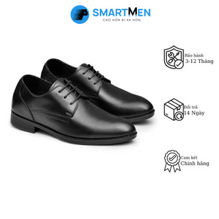 Giày Công sở tăng chiều cao da bò thật SMARTMEN GD3-02 Đen