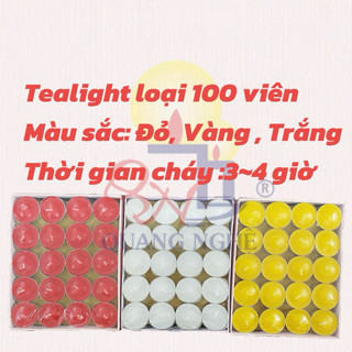 Nến Tealight loại 100 viên cháy 3~4 tiếng không khói