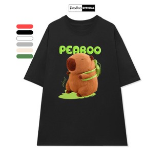 Áo Thun Nữ, Áo Phông Unisex By PEABOO Mã TN Capybara Chất Cotton Thoáng Mát Form Rộng Tay Lỡ Cho Nam Nữ