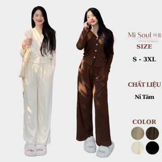 Set Bộ Áo Khoác Dài Tay Chất Tăm Nỉ Kèm Quần Dài Cùng Màu BigSize MiSoul, Áo Khoác Cardigan Kèm Quần Dài Cùng Màu 236