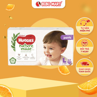 Tã Quần Huggies Platinum Nature Made Thấm Hút Chống Tràn Size L 44 Miếng (Bé Từ 9-14kg) - Bibo Mart