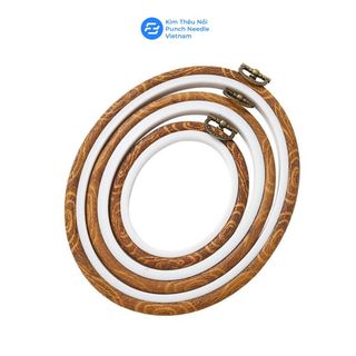 Khung thêu nhựa vẫn gỗ, hình oval nhiều kích thước - Kim Thêu Nổi, sử dụng thêu tay, thêu nổi, trang trí decor