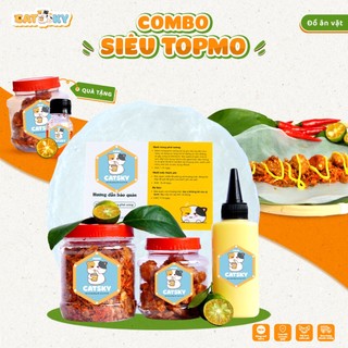 Bánh tráng phơi sương CATSKY FOOD combo bánh tráng đồ ăn vặt - Bơ béo +Tóp Mỡ + Ruốc Tép + Sốt Tắc 