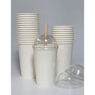 Sỉ 50 cốc/ly giấy trơn 16oz 2pe đựng đồ uống lạnh ~ 500ml