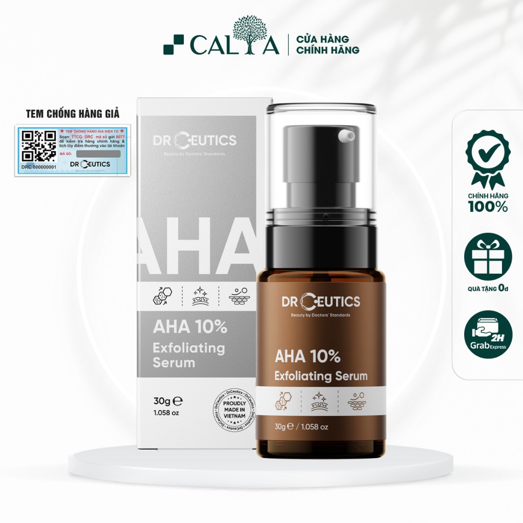 Tinh Chất Serum DrCeutics AHA 10% Exfoliating Serum Làm Sáng Da, Tẩy Da Chết Nhẹ Nhàng 30g