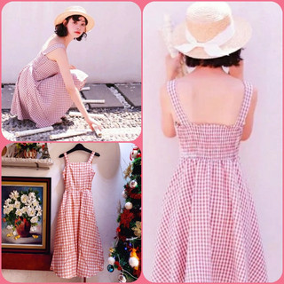 Đầm Caro Hai Dây Ngọt Ngào Thanh Lịch