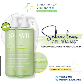 Gel rửa mặt SVR SEBIACLEAR Gel Moussant - Sữa rửa mặt SVR Sabiaclear loại bỏ tế bào chết 400ml