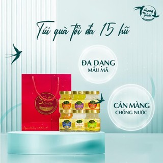  Túi hũ lẻ Yến sào Song Phát cao cấp màu đỏ - vàng nhiều mẫu đựng tối đa 15 hũ