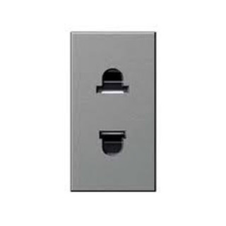 Hạt ổ cắm đơn 2 chân màu xám Legrand