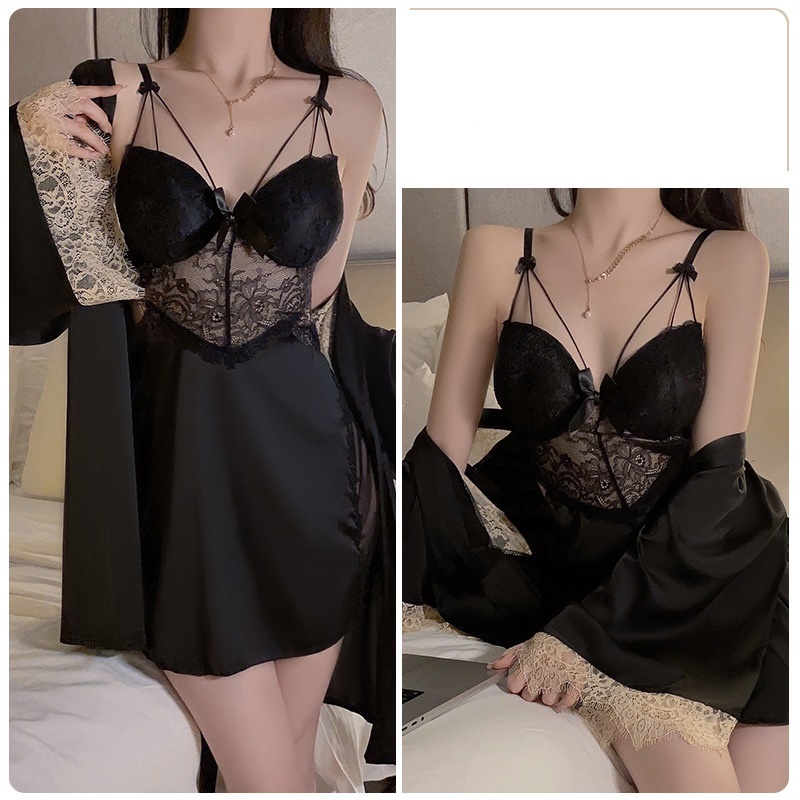 Đầm Ngủ Ren Lụa Cup Ngực Cao Cấp Gợi Cảm Kèm Choàng Lụa BS-2044 | BigBuy360 - bigbuy360.vn