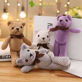 Móc Khóa Thú Nhồi Bông Hình Gấu Teddy Dễ Thương, Phụ Kiện Treo Balo, Xương Rồng Nhỏ
