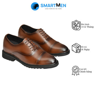 Giày tây tăng chiều cao da bò smartmen gd460 nâu
