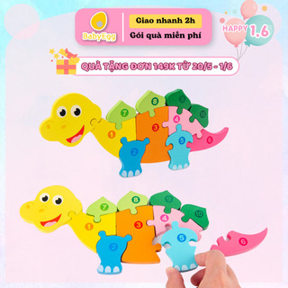 Bộ tranh ghép xếp hình đánh số 3D bằng gỗ lắp ráp nhiều mảnh ghép ô tô hươu đồ chơi cho trẻ bé trai gái 2 3 4 5 6 7 tuổi