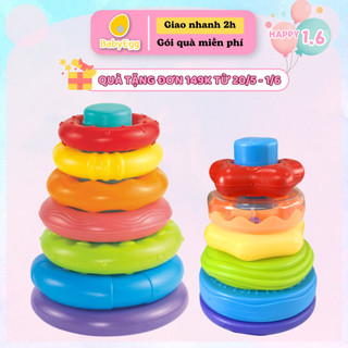 Tháp Xếp Chồng Cầu Vồng Vòng Tròn RÈN LUYỆN TƯ DUY Đồ chơi trẻ em giáo dục montessori cho bé trai gái 1 2 3 tuổi Babyegg