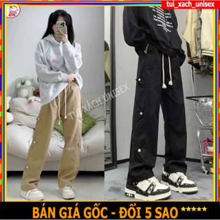 Quần Kaki Nam Nữ Ống Rộng 6 nút Sườn Phong Cách Hàn Quốc Trẻ trung ,quần dài jogger form rộng bigsize 40-75kg - UNIS K0
