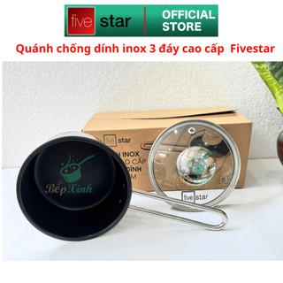 Quánh inox 3 đáy bếp từ cao cấp Fivestar Standard nắp kính 12cm -14cm -16cm - HÀNG CHÍNH HÃNG