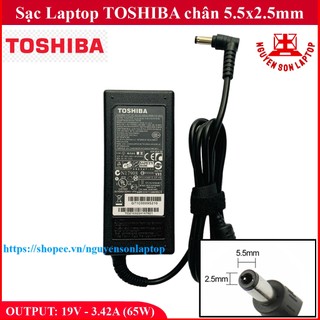 Sạc Laptop Toshiba 19v 3.42a 65w chân 5.5x2.5mm - đường kính đầu sạc 5.5mm Adapter Laptop Toshiba 65W