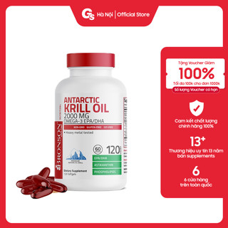 Dầu nhuyễn thể Bronson Antarctic Krill Oil Omega-3 EPA/DHA, 2000 mg nhập khẩu Mỹ - Gymstore