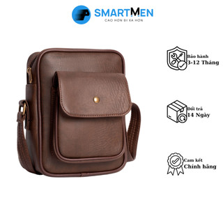 Túi đeo chéo da cao cấp smartmen dcn-44 nâu