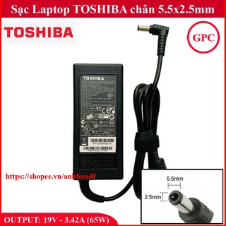 💥 Sạc Laptop Toshiba 19V 3.42A 65W chân 5.5x2.5mm - đường kính đầu sạc 5.5mm (Adapter Toshiba 65W)
