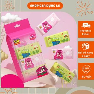 Khăn giấy ướt gấu dâu, khăn giấy ướt 95% từ bột giấy nguyên chất không có hoá chất tẩy trắng độc hại