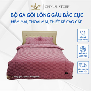 Bộ ga gối lông gấu Bắc Cực Lasante mềm mượt ấm áp sang trọng phù hợp mùa đông